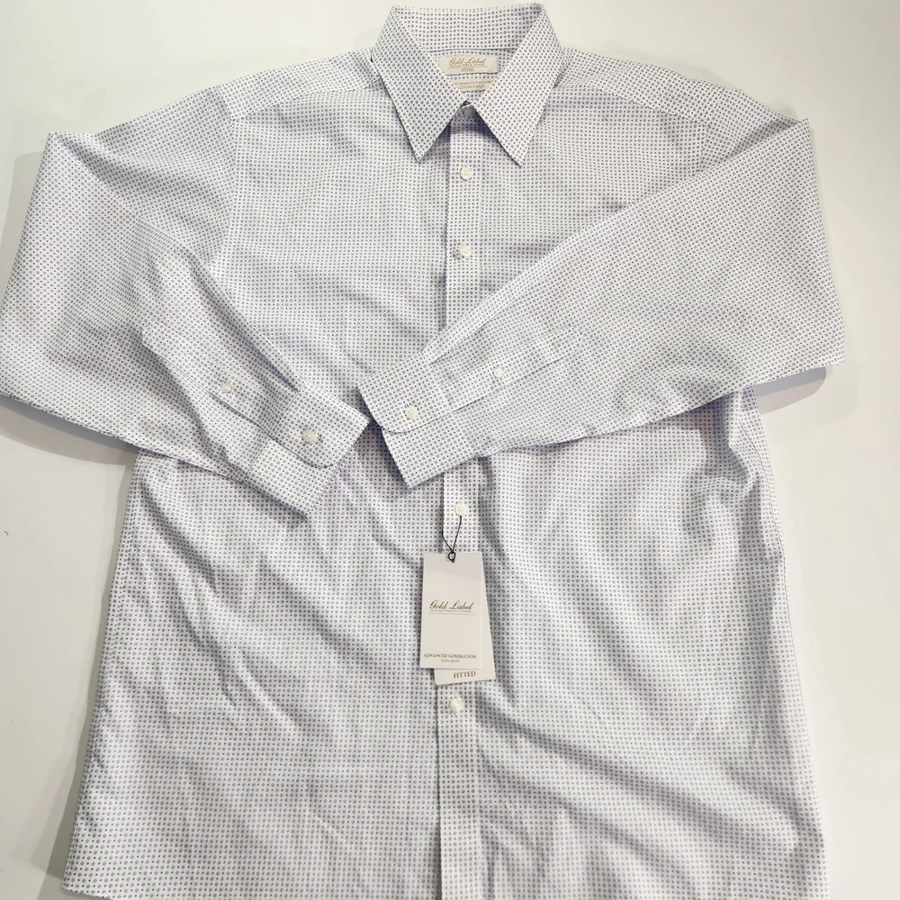 Roundtree & Yorke White and Blue Patterned Dress Shirt - Picture 4 of 13